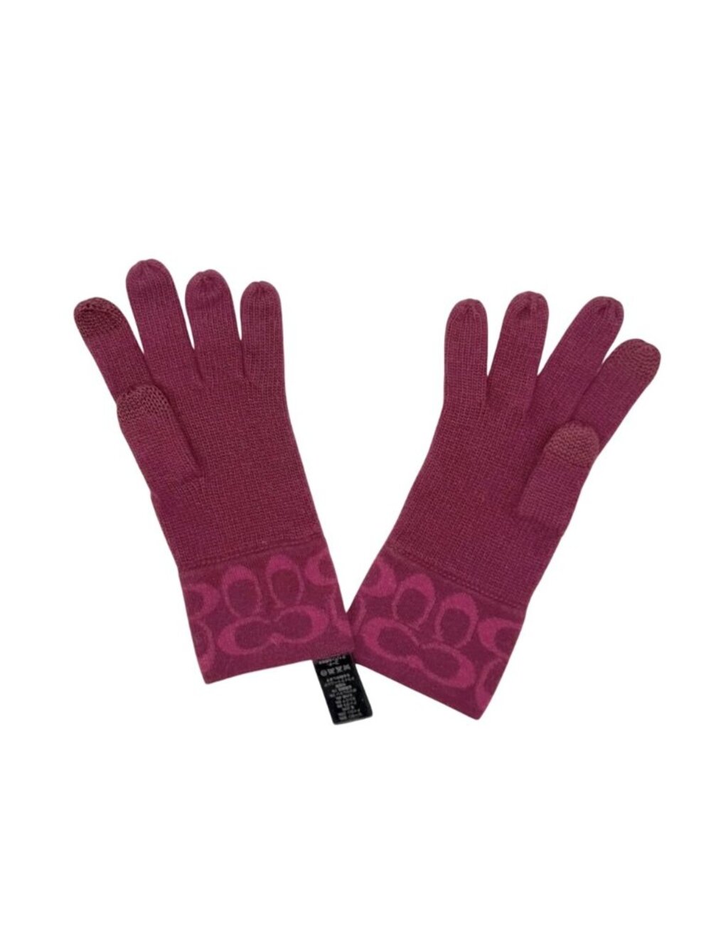 Coach Signature Knit Touch Gloves - Burgundy